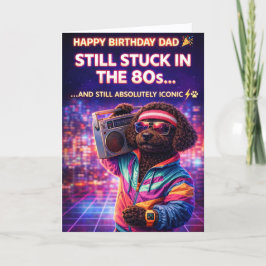 Funny Dad Birthday Card 80s Retro Dog Karte