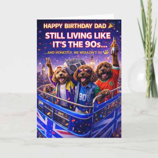 Funny Dad Birthday Card Dog 90s Cockapoo Karte (Vorderseite)