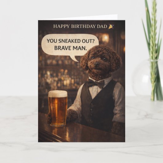 Funny Dad Birthday Card Dog Pub Joke Cockapoo Karte (Vorderseite)