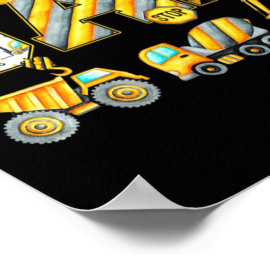 Funny Dad Construction Excavator Kids Matching Fam Poster (Ecke)