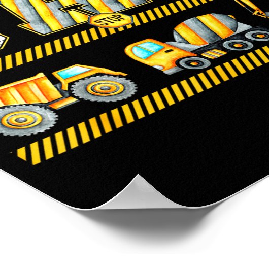 Funny Dad Construction Excavator Kids Matching Fam Poster (Ecke)