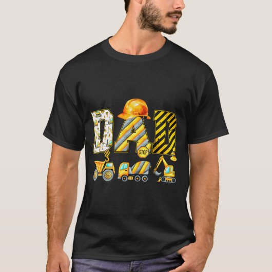 Funny Dad Construction Excavator Kids Matching Fam T-Shirt (Vorderseite)