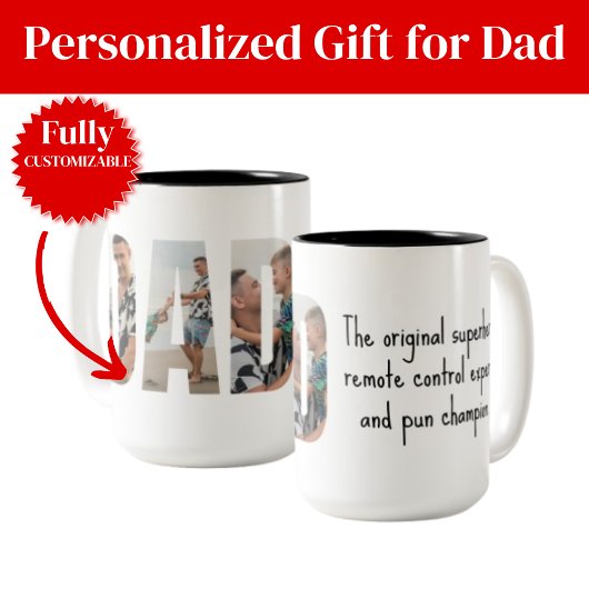 Funny Dad Mug – Original Superhero & Pun Champion Zweifarbige Tasse