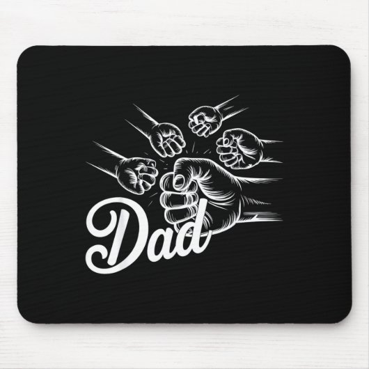 Funny Dad Of Four Toddler Kids Fathers Day Fist Bu Mousepad (Vorne)