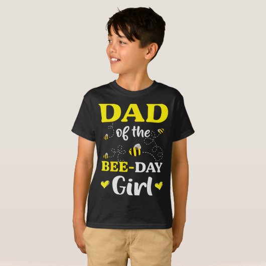 Funny Dad Of The Bee Day Girl Birthday T-Shirt (Vorne ganz)
