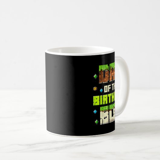 Funny Dad Of The Birthday Boy Video Gamer Pixel Bd Kaffeetasse (VorderseiteRechts)