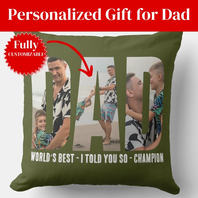 Funny Dad Photo Throw Pillow Humor Prank Joke Kissen (Funny Dad Photo Throw Pillow Humor Prank Joke)