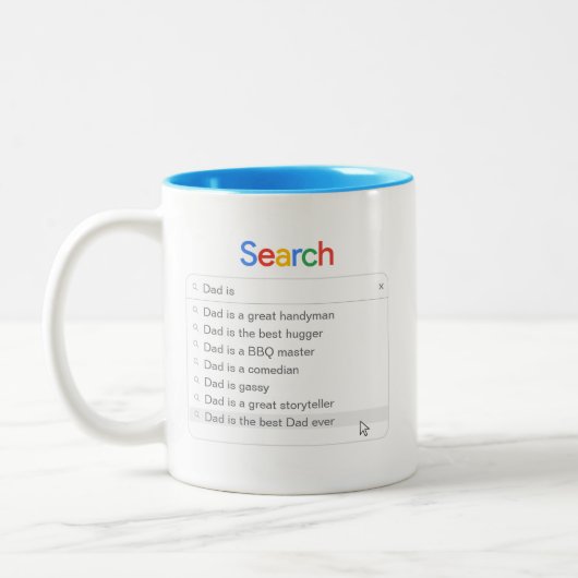 Funny Dad Search Custom Autocomplete Phrases Zweifarbige Tasse (Links)