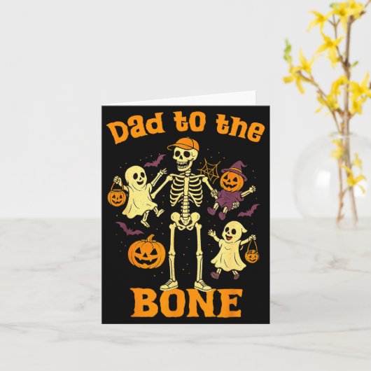 Funny Dad To The Bone Skeleton With Kids Halloween Karte (Gelbe Blume)