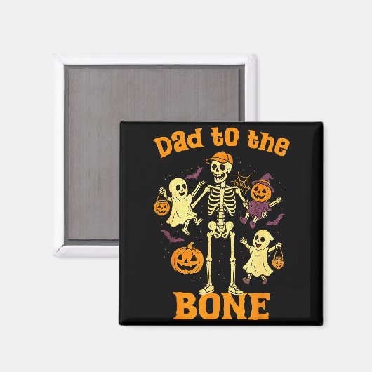 Funny Dad To The Bone Skeleton With Kids Halloween Magnet (Vorderseite/Rückseite)