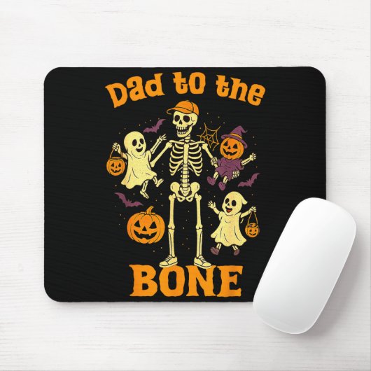 Funny Dad To The Bone Skeleton With Kids Halloween Mousepad (Mit Mouse)
