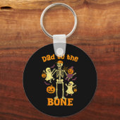 Funny Dad To The Bone Skeleton With Kids Halloween Schlüsselanhänger (Vorderseite)