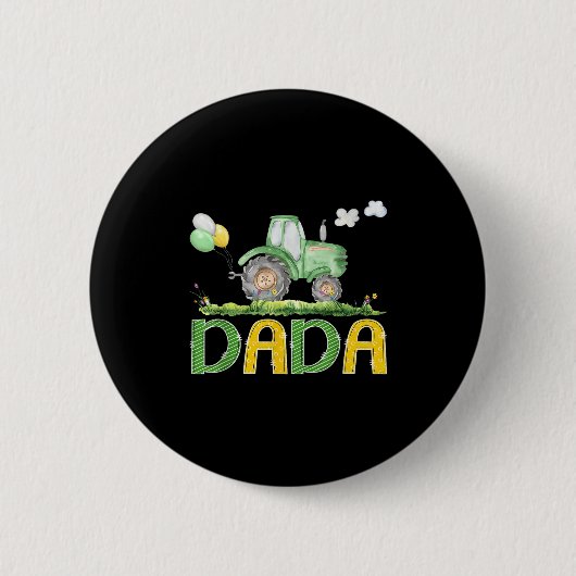 Funny Dada Birthday Boy Tractor Farm Truck Matchin Button (Vorderseite)