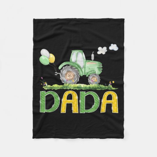 Funny Dada Birthday Boy Tractor Farm Truck Matchin Fleecedecke (Vorderseite)