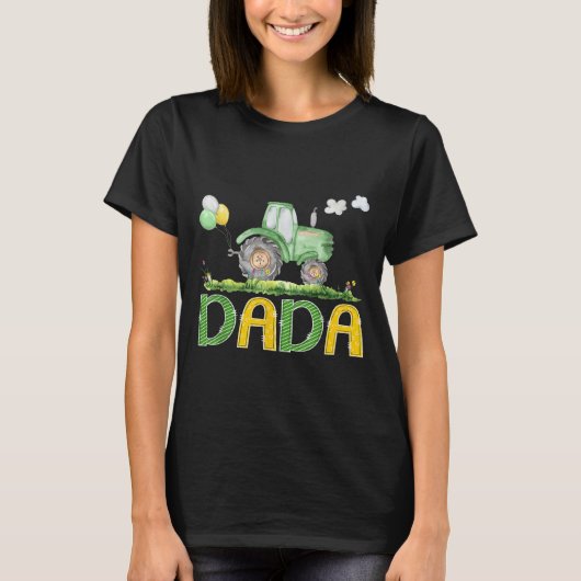 Funny Dada Birthday Boy Tractor Farm Truck Matchin T-Shirt (Vorderseite)