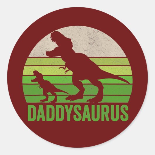 Funny Daddy Dinosaur Daddysaurus Fathers Day Runder Aufkleber (Vorderseite)