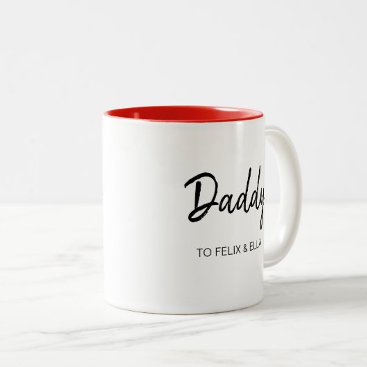 Funny Daddy Geschenk, Vater's Day Kinder Namenssch Zweifarbige Tasse (VorderseiteRechts)