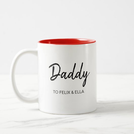 Funny Daddy Geschenk, Vater's Day Kinder Namenssch Zweifarbige Tasse (Links)