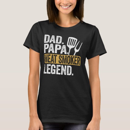 Funny Daddy Papa Meat Smoker Legend Cool Retro T-Shirt (Vorderseite)