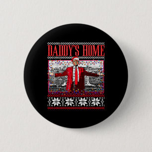 Funny Daddys Zuhause Trump Ugly Christmas Sweater  Button