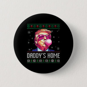 Funny Daddys Zuhause Trump Ugly Christmas Sweater  Button