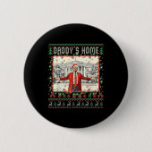 Funny Daddys Zuhause Trump Ugly Christmas Sweater  Button (Vorderseite)