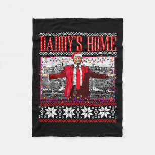 Funny Daddys Zuhause Trump Ugly Christmas Sweater Fleecedecke