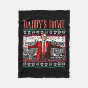 Funny Daddys Zuhause Trump Ugly Christmas Sweater Fleecedecke