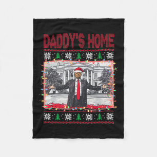 Funny Daddys Zuhause Trump Ugly Christmas Sweater Fleecedecke