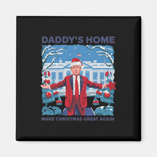 Funny Daddys Zuhause Trump Ugly Christmas Sweater  Magnet (Vorne)