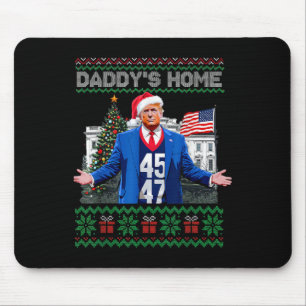 Funny Daddys Zuhause Trump Ugly Christmas Sweater  Mousepad