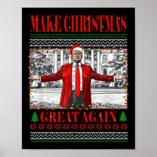 Funny Daddys Zuhause Trump Ugly Christmas Sweater  Poster