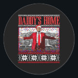 Funny Daddys Zuhause Trump Ugly Christmas Sweater  Runder Aufkleber<br><div class="desc">Funny Daddys Zuhause Trump Ugly Christmas Sweater Xmas Pajamas 1</div>