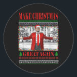 Funny Daddys Zuhause Trump Ugly Christmas Sweater  Runder Aufkleber<br><div class="desc">Funny Daddys Zuhause Trump Ugly Christmas Sweater Xmas</div>