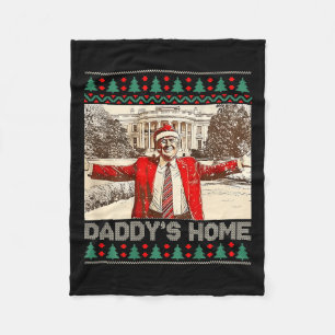Funny Daddy's Zuhause Trump Ugly Weihnachten Weihn Fleecedecke