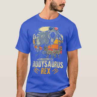 Funny Daddysaurus sind zwei Kinder Sonnenuntergang T-Shirt
