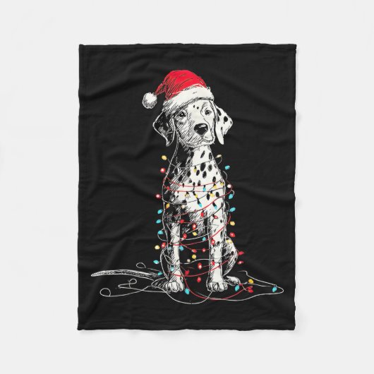 Funny Dalmatian Christmas Graphics Dog Lights Love Fleecedecke (Vorderseite)