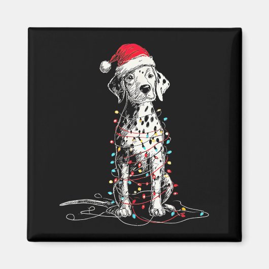 Funny Dalmatian Christmas Graphics Dog Lights Love Magnet (Vorne)