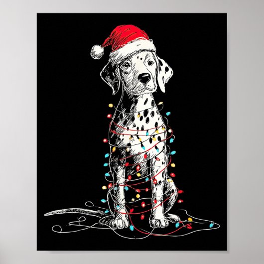 Funny Dalmatian Christmas Graphics Dog Lights Love Poster (Vorne)