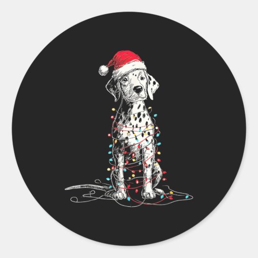 Funny Dalmatian Christmas Graphics Dog Lights Love Runder Aufkleber (Vorderseite)