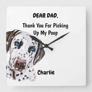 Funny Dalmatian Dad Watercolor Canine Art Quadratische Wanduhr