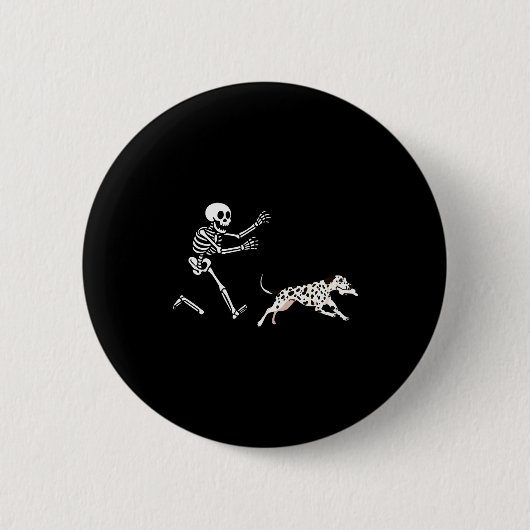 Funny Dalmatian Running Skeleton Halloween Button (Vorderseite)