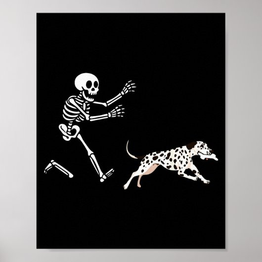 Funny Dalmatian Running Skeleton Halloween Poster (Vorne)