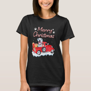 Funny Dalmatiner Dog Snowflakes Roter Lkw Weihnach T-Shirt