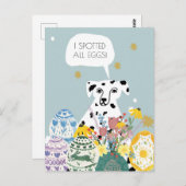 Funny Dalmatiner Hund Abstrakte Eier Happy Osterfe Postkarte (Vorne/Hinten)