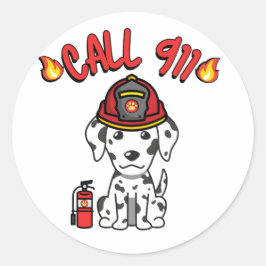 Funny Dalmatiner ist ein Feuerwehrhund Runder Aufkleber