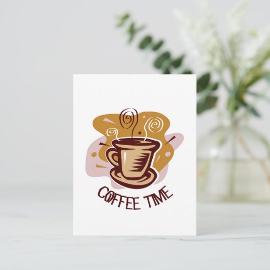 Funny dampfend heiß Tasse Sprichwort "Coffee Time" Postkarte (Stehend Vorderseite)
