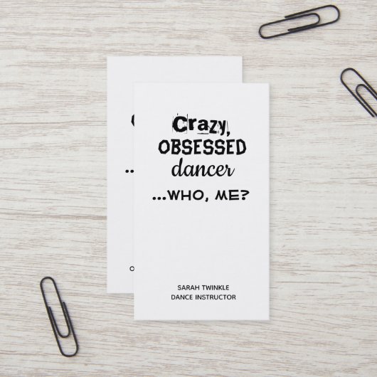 Funny Dance Instructor Business Cards Crazy Dancer Visitenkarte (Vorderseite/Rückseite Beispiel)