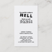 Funny Dance Instructor World Going to Hell Dance Visitenkarte (Rückseite)