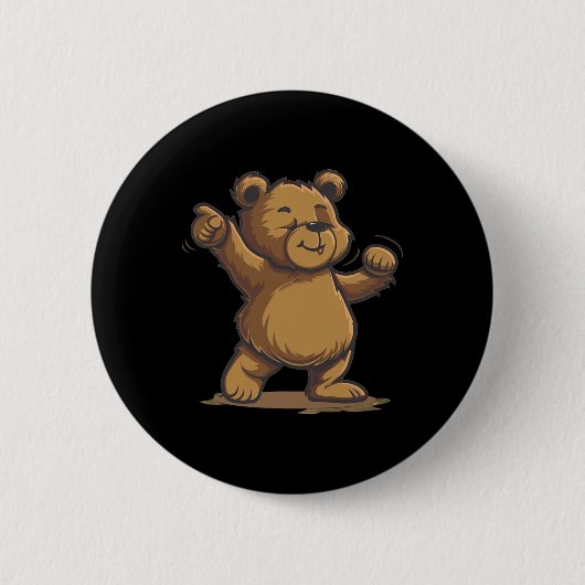 Funny Dancing Brown Bär für Liebhaber Button (Vorderseite)